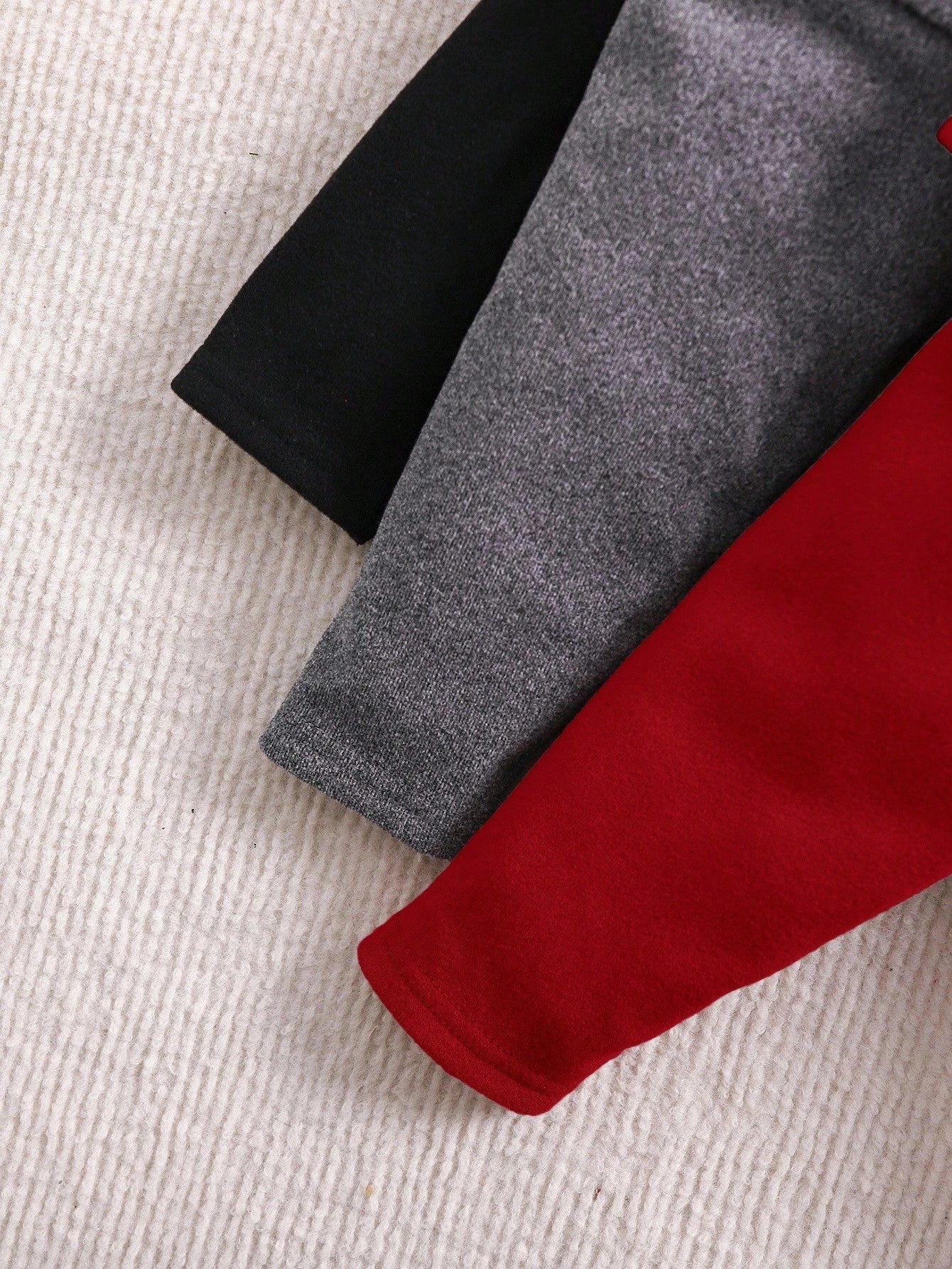 3pcs/Set Girl Knitted Elastic Solid Color Ruffle Waist Pants, Baby Girl Style, Autumn/Winter