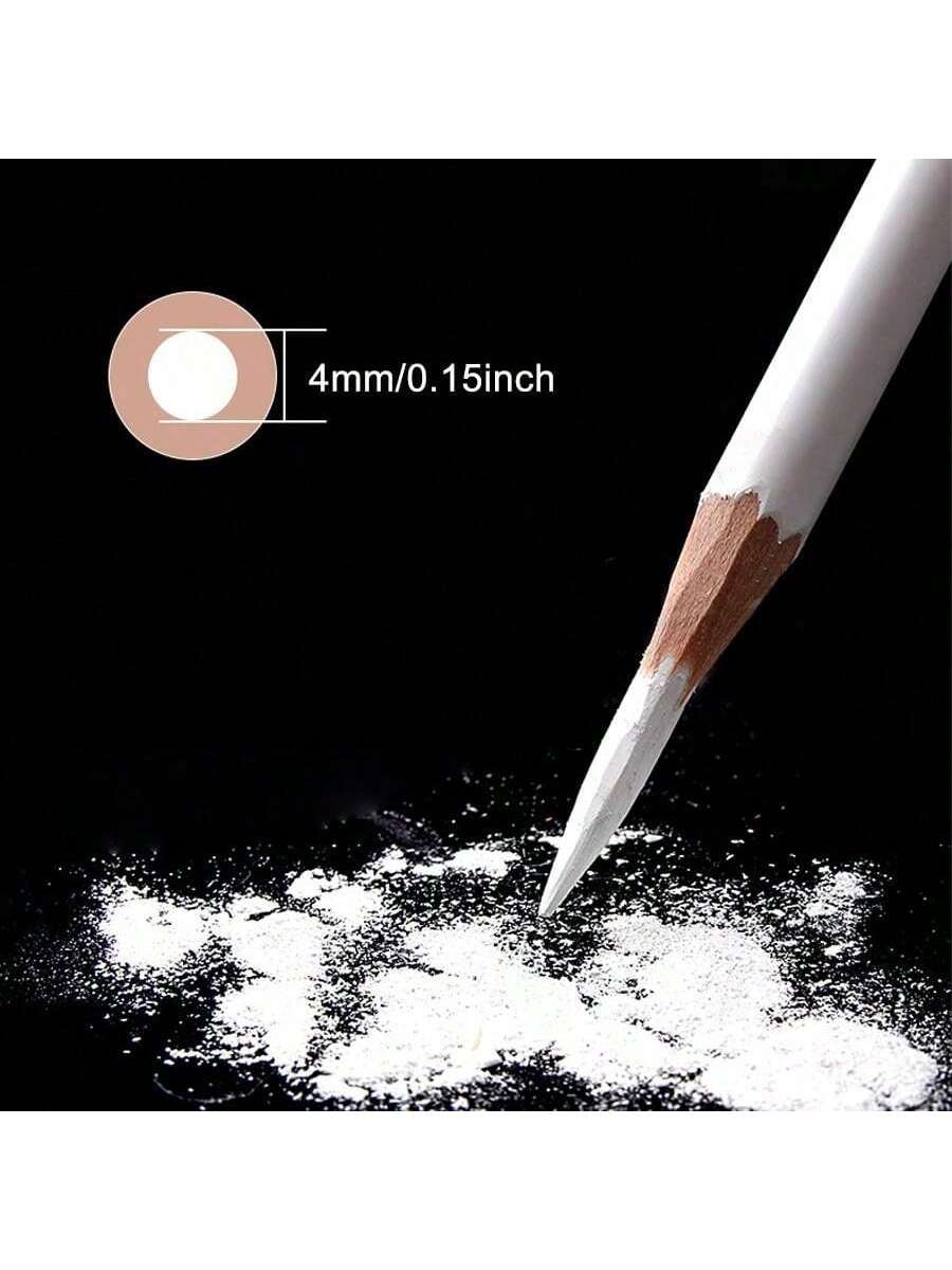 3Pcs/Set White Sketch Charcoal Pencils, Professional Sketch Highlight White Charcoal Wooden Pencils For Artist Drawing, Sketching, Blending,Back To School,School Supplies