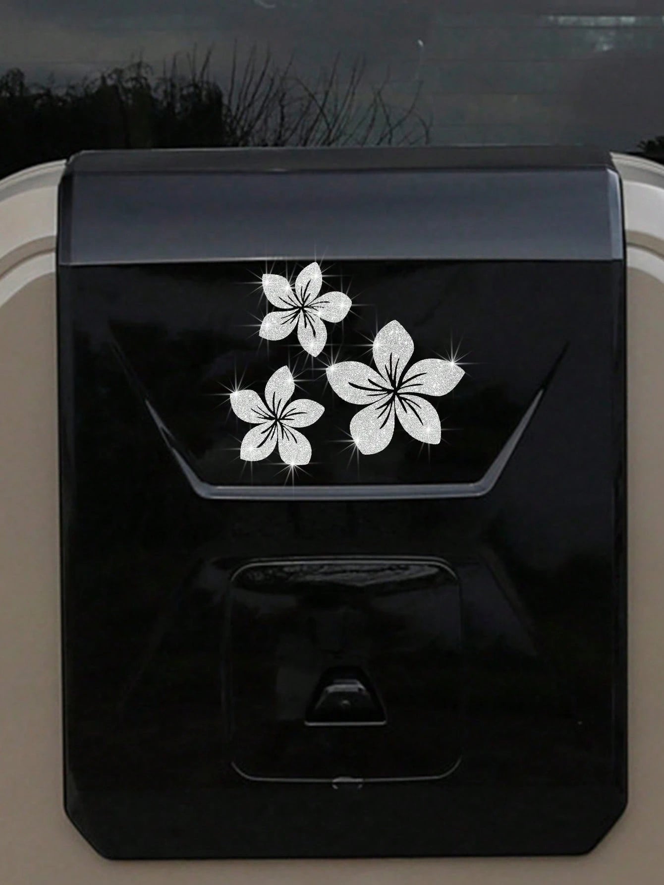 3pcs Shiny Floral Car Stickers- Reflective Vinyl Decals, Suitable For Car Body, Windows, Bumpers And Laptops