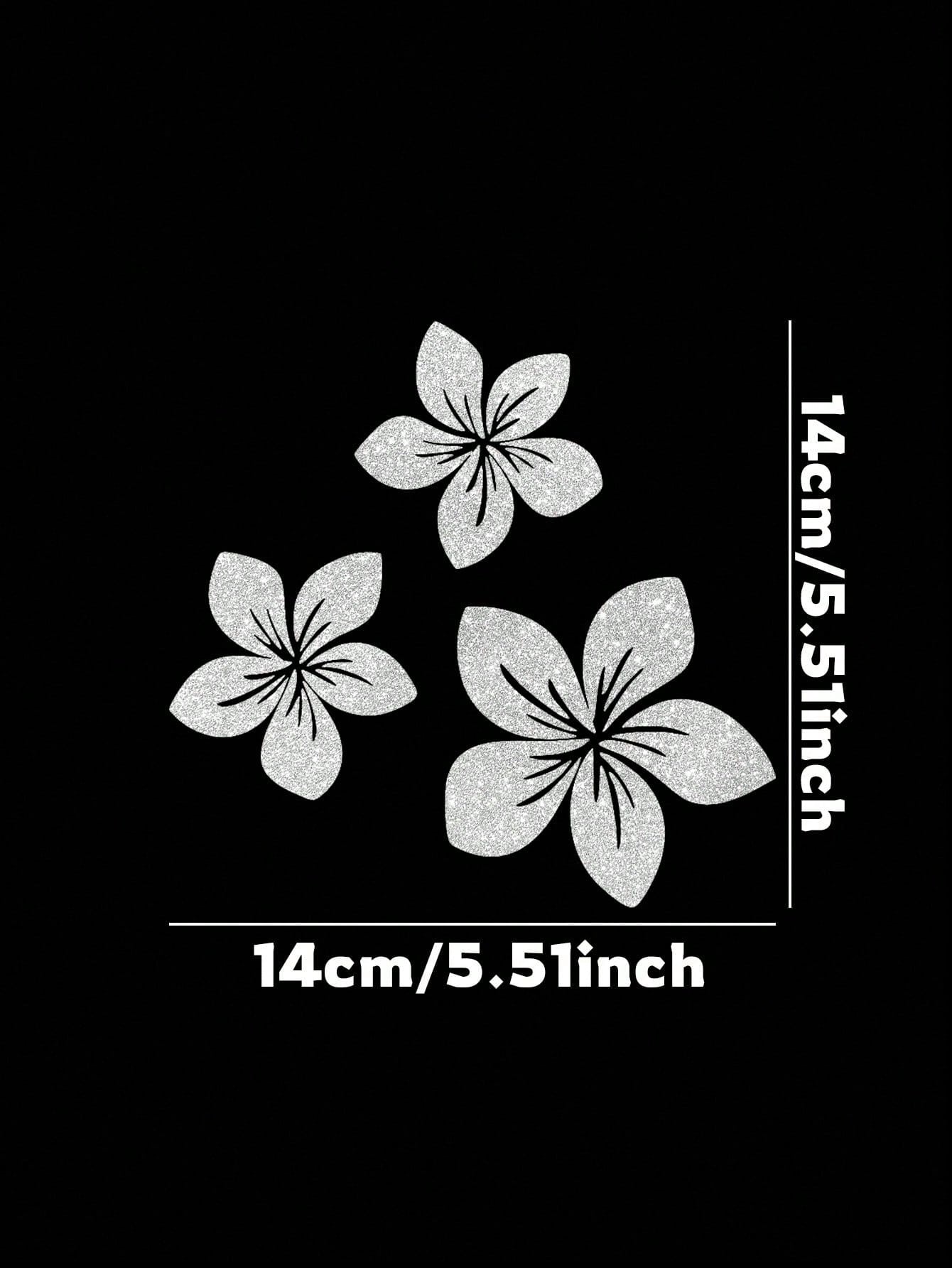 3pcs Shiny Floral Car Stickers- Reflective Vinyl Decals, Suitable For Car Body, Windows, Bumpers And Laptops