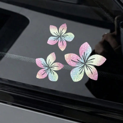 3pcs Shiny Floral Car Stickers- Reflective Vinyl Decals, Suitable For Car Body, Windows, Bumpers And Laptops
