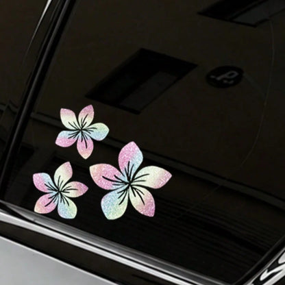 3pcs Shiny Floral Car Stickers- Reflective Vinyl Decals, Suitable For Car Body, Windows, Bumpers And Laptops