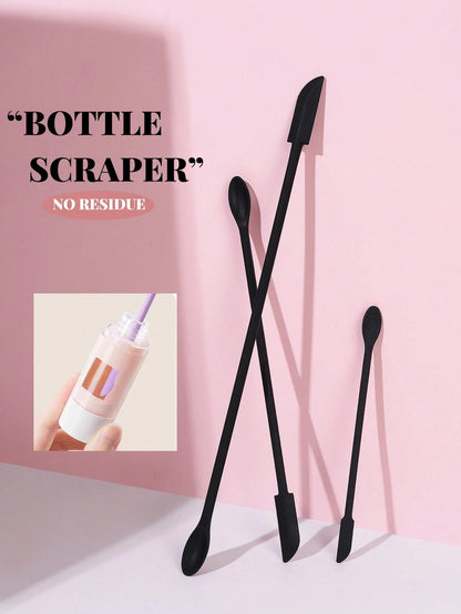 3pcs Silicone Empty Bottle Scraper With Black Scraper, Foundation Scraper, Shower Gel Scraper