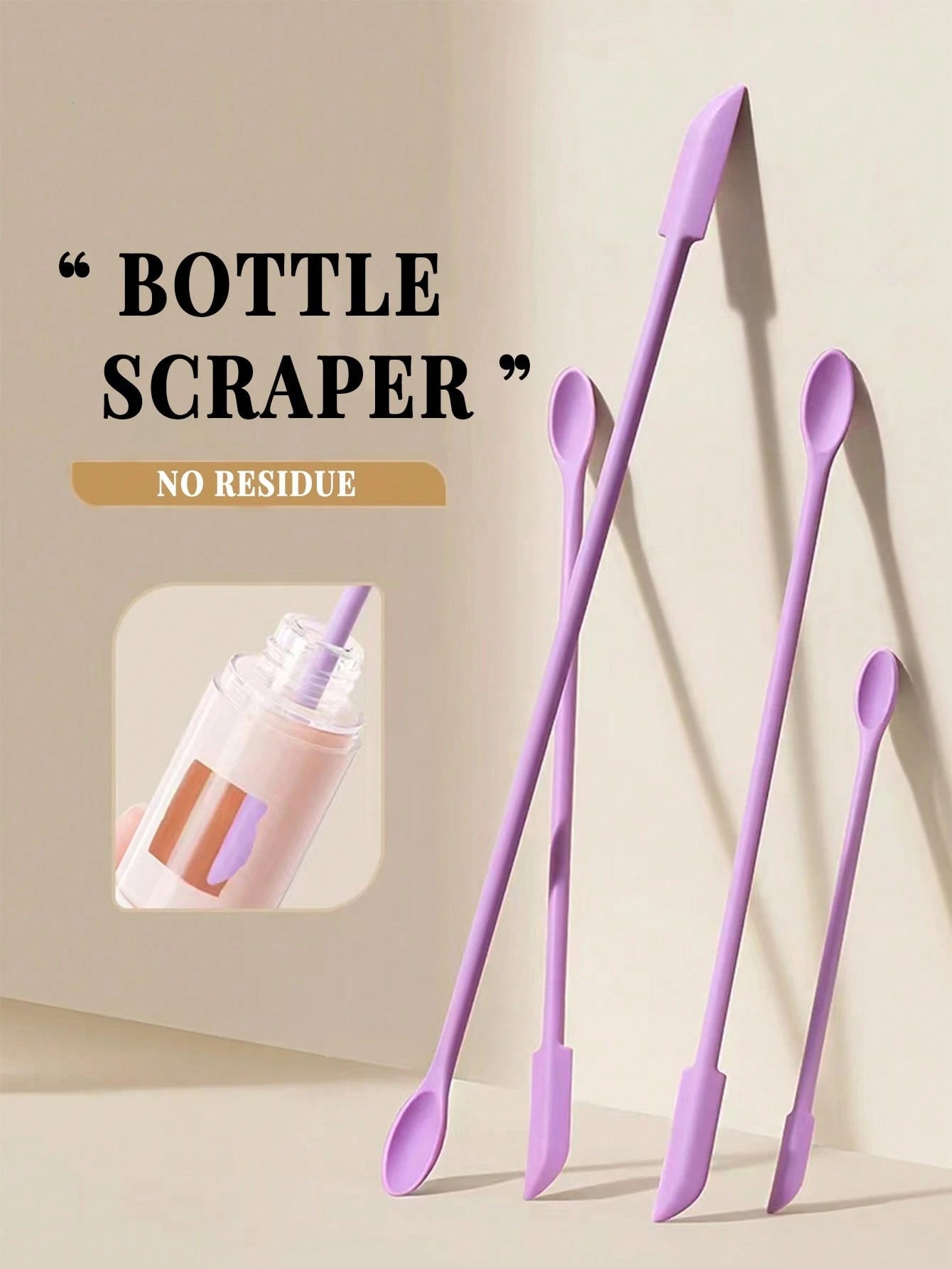 3pcs Silicone Empty Bottle Scraper With Black Scraper, Foundation Scraper, Shower Gel Scraper