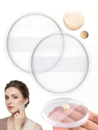 3pcs Transparent Jelly Powder Puff- Soft Foundation, Prevents Clumping. Ultra Soft Silicone Cushion. Silicone Makeup Tool. Fingertip Powder Puff Smooth Touch, Prevents Powder Clogging (2pcs/Pack)
