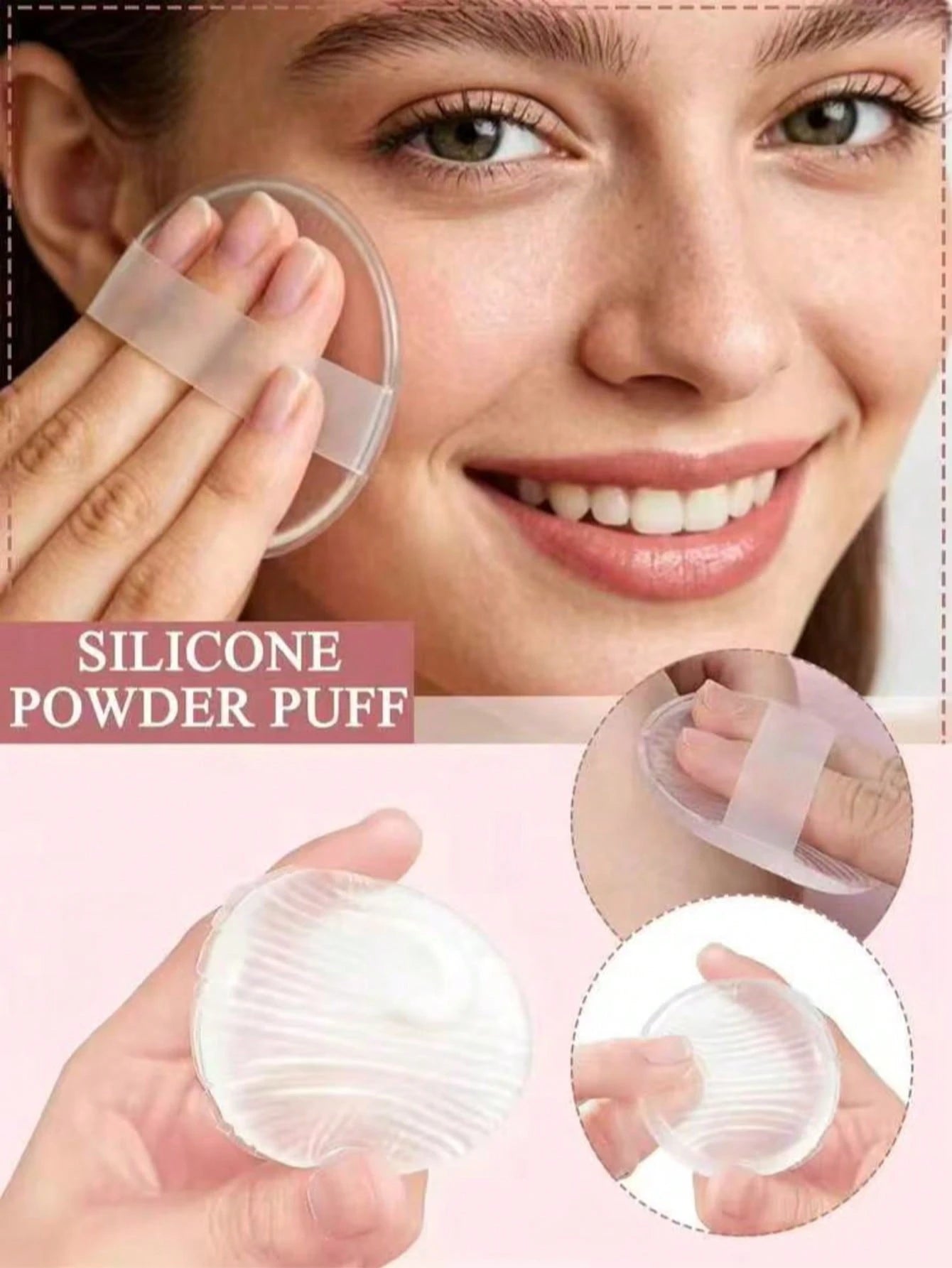 3pcs Transparent Jelly Powder Puff- Soft Foundation, Prevents Clumping. Ultra Soft Silicone Cushion. Silicone Makeup Tool. Fingertip Powder Puff Smooth Touch, Prevents Powder Clogging (2pcs/Pack)