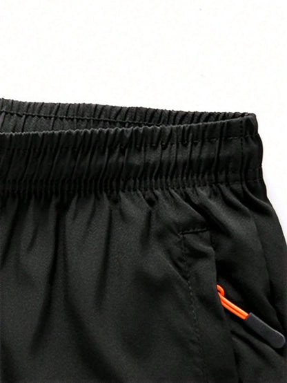 3pcs Women's Casual Shorts, Summer Elastic Waist Drawstring Shorts With Zipper Pockets, Comfortable For Sports, Hiking, Running