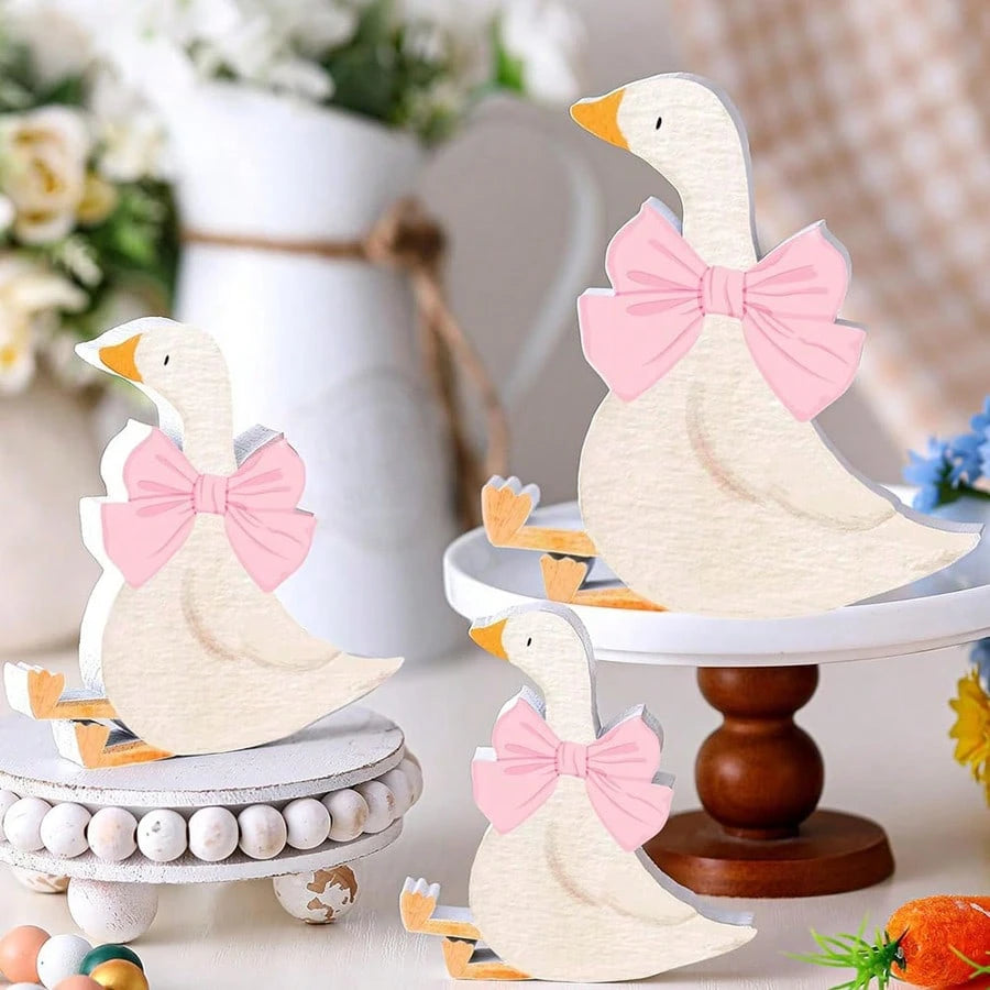 3pcs Wooden Silly Goose Themed Party Tabletop Centerpiece Decor, Gifts, Baby Shower, Kids Room Decoration