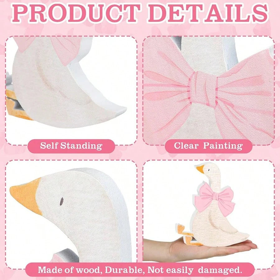 3pcs Wooden Silly Goose Themed Party Tabletop Centerpiece Decor, Gifts, Baby Shower, Kids Room Decoration