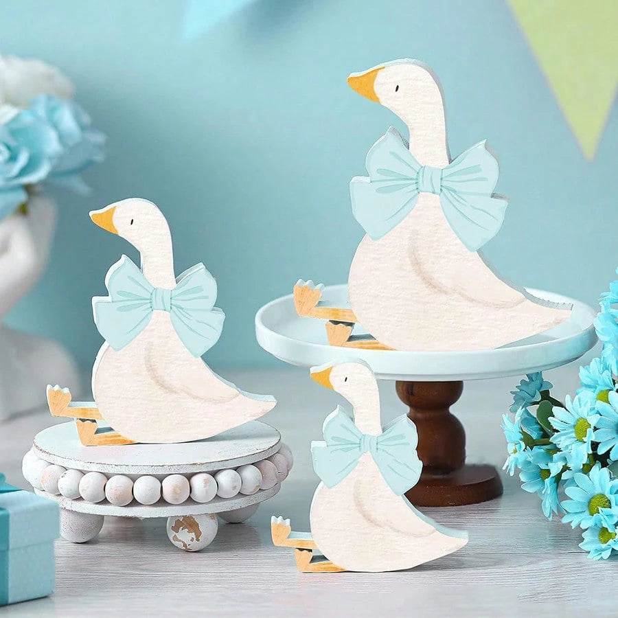 3pcs Wooden Silly Goose Themed Party Tabletop Centerpiece Decor, Gifts, Baby Shower, Kids Room Decoration
