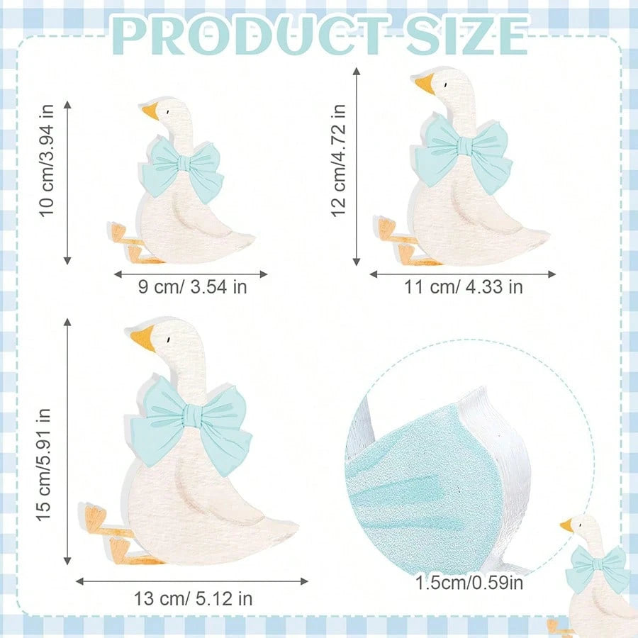 3pcs Wooden Silly Goose Themed Party Tabletop Centerpiece Decor, Gifts, Baby Shower, Kids Room Decoration
