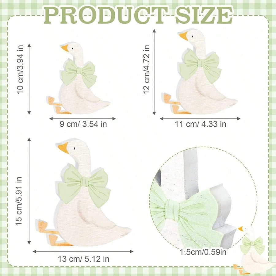 3pcs Wooden Silly Goose Themed Party Tabletop Centerpiece Decor, Gifts, Baby Shower, Kids Room Decoration