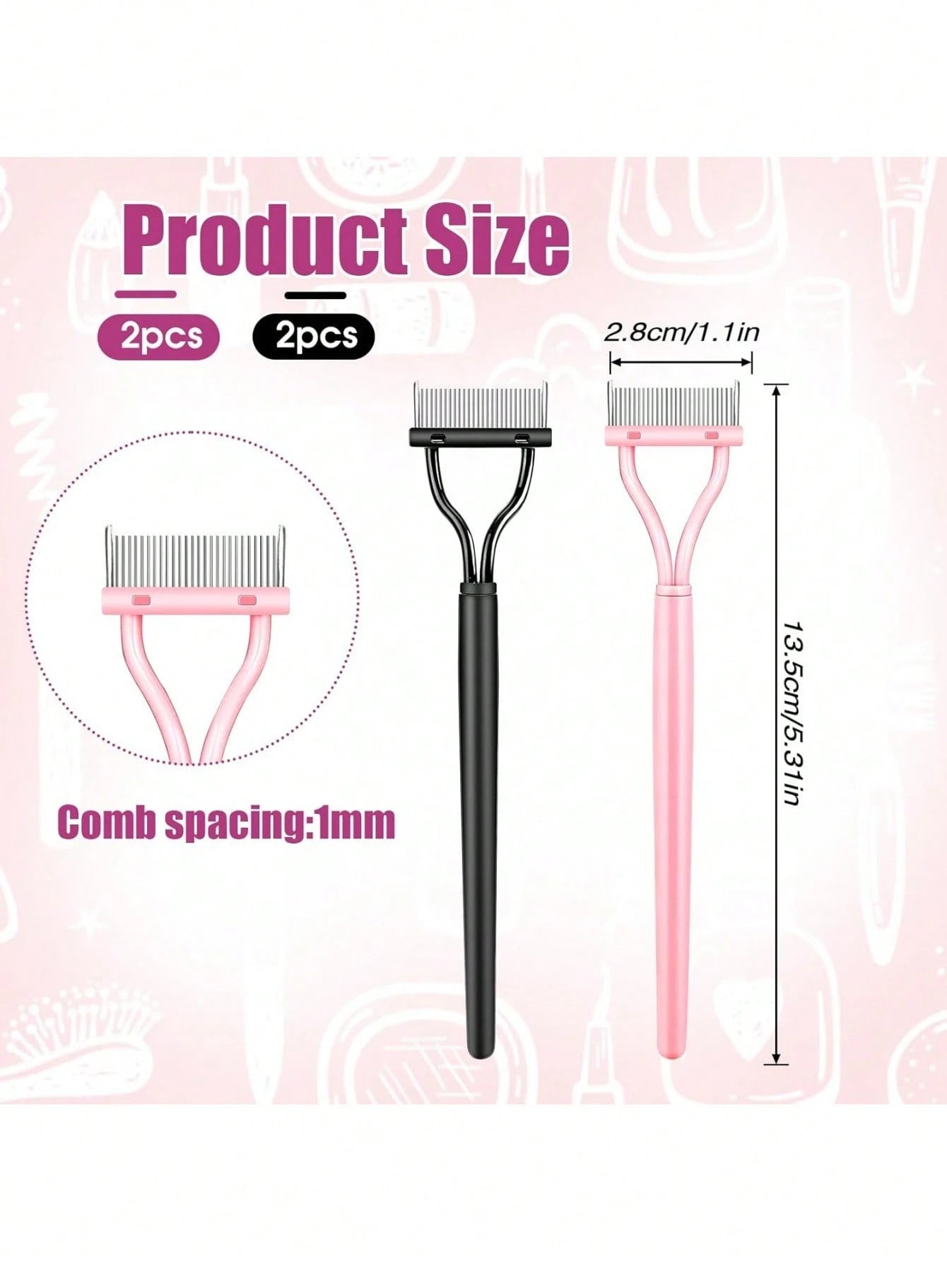 4/2/1 Eyelash Separator Metal Tooth Mascara Brush With Cap, Eyelash Comb For Combing And Separating Lashes, Women's Mascara Applicator, Makeup Accessory, Makeup Tool, Gift, Women's Gift