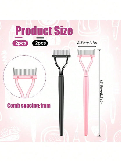 4/2/1 Eyelash Separator Metal Tooth Mascara Brush With Cap, Eyelash Comb For Combing And Separating Lashes, Women's Mascara Applicator, Makeup Accessory, Makeup Tool, Gift, Women's Gift