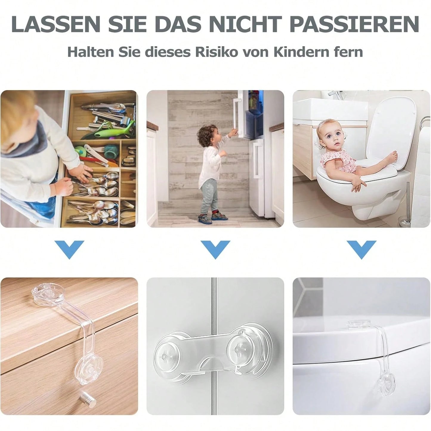 4/6/8/10/12/14/16PCS Child & Baby Safety Locks, Transparent Child Safety Cabinet Door Locks, Suitable For Refrigerator, Cabinet, Drawer, Toilet, Easy Installation Without Tools