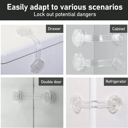 4/6/8/10/12/14/16PCS Child & Baby Safety Locks, Transparent Child Safety Cabinet Door Locks, Suitable For Refrigerator, Cabinet, Drawer, Toilet, Easy Installation Without Tools