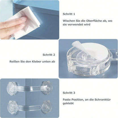 4/6/8/10/12/14/16PCS Child & Baby Safety Locks, Transparent Child Safety Cabinet Door Locks, Suitable For Refrigerator, Cabinet, Drawer, Toilet, Easy Installation Without Tools