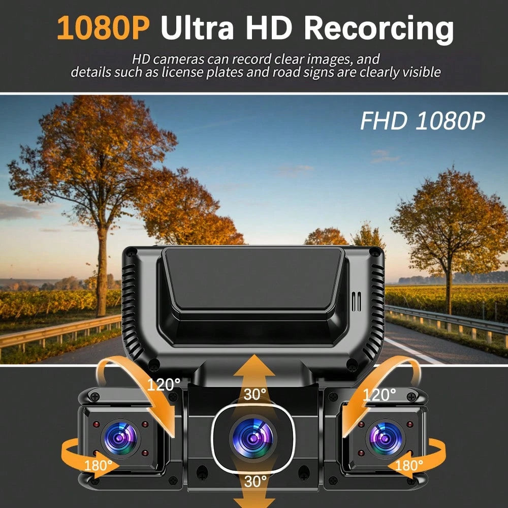 4 Channel Dash Cam Front And Rear, FHD Left Right Dash Camera For Car With WiFi App Control, 170°Wide Angle, Loop Recording, Night Vision, G-Sensor, Parking Mode, Included 32GB Card