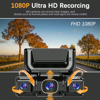 4 Channel Dash Cam Front And Rear, FHD Left Right Dash Camera For Car With WiFi App Control, 170°Wide Angle, Loop Recording, Night Vision, G-Sensor, Parking Mode, Included 32GB Card