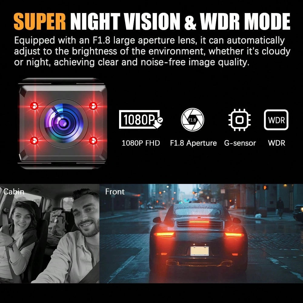 4 Channel Dash Cam Front And Rear, FHD Left Right Dash Camera For Car With WiFi App Control, 170°Wide Angle, Loop Recording, Night Vision, G-Sensor, Parking Mode, Included 32GB Card