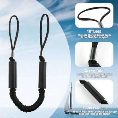4 Feet Bungee Dock Line Adjustable Mooring Rope With Snubber Shock Absorbing Jet Ski Accessorie Marine Grade Mooring Tie Downs For Boats PWC Kayak Watercraft SeaDoo Pontoon 2Pack