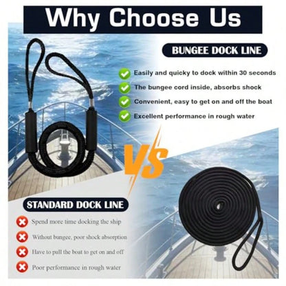 4 Feet Bungee Dock Line Adjustable Mooring Rope With Snubber Shock Absorbing Jet Ski Accessorie Marine Grade Mooring Tie Downs For Boats PWC Kayak Watercraft SeaDoo Pontoon 2Pack