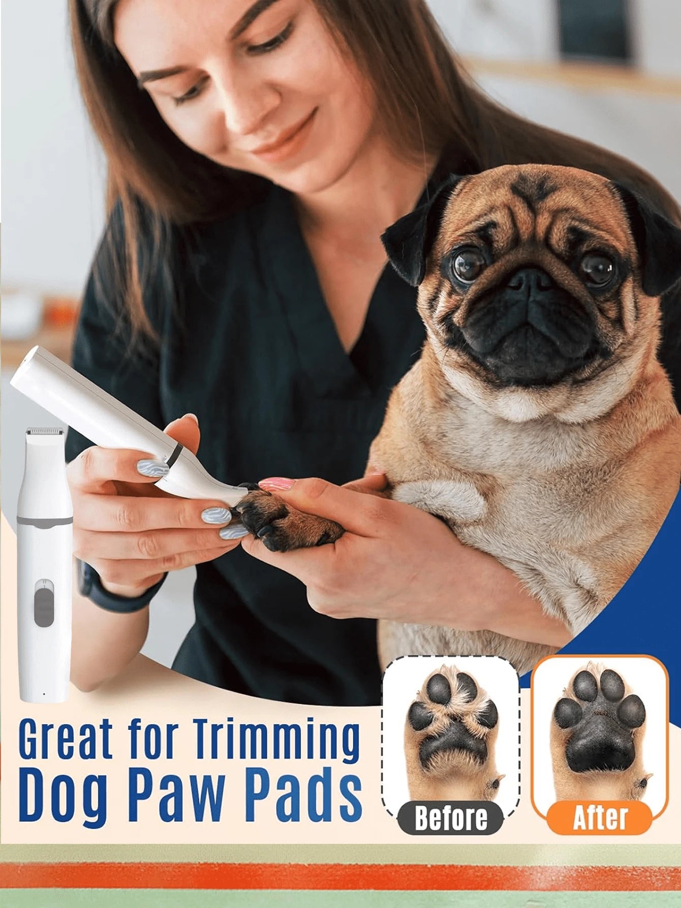 4-In-1 Pet Hair Trimmer Set, Grooming Electric Shaver Kit, Dog Clippers With Nail Grinder, Cordless Electric Clipper, Quiet 2-Speed, USB Rechargeable, Suitable For Small/Medium Dogs & Cats, Paws, Eyes