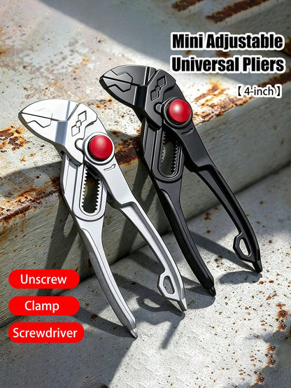 4-Inch Pliers Wrench & Groove Joint Pliers Set, Quick Adjustment, CR-V Steel, Smooth Jaw & V-Jaw, Mini Pliers, For Plumbing, Pipe Fittings, Household Repairs, Car Repair Tools