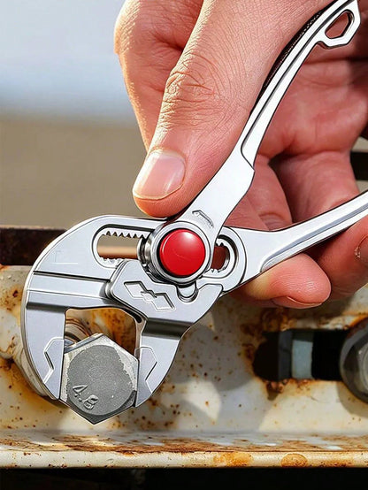 4-Inch Pliers Wrench & Groove Joint Pliers Set, Quick Adjustment, CR-V Steel, Smooth Jaw & V-Jaw, Mini Pliers, For Plumbing, Pipe Fittings, Household Repairs, Car Repair Tools