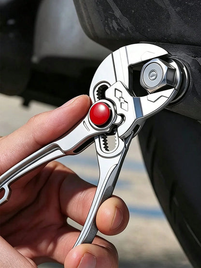4-Inch Pliers Wrench & Groove Joint Pliers Set, Quick Adjustment, CR-V Steel, Smooth Jaw & V-Jaw, Mini Pliers, For Plumbing, Pipe Fittings, Household Repairs, Car Repair Tools