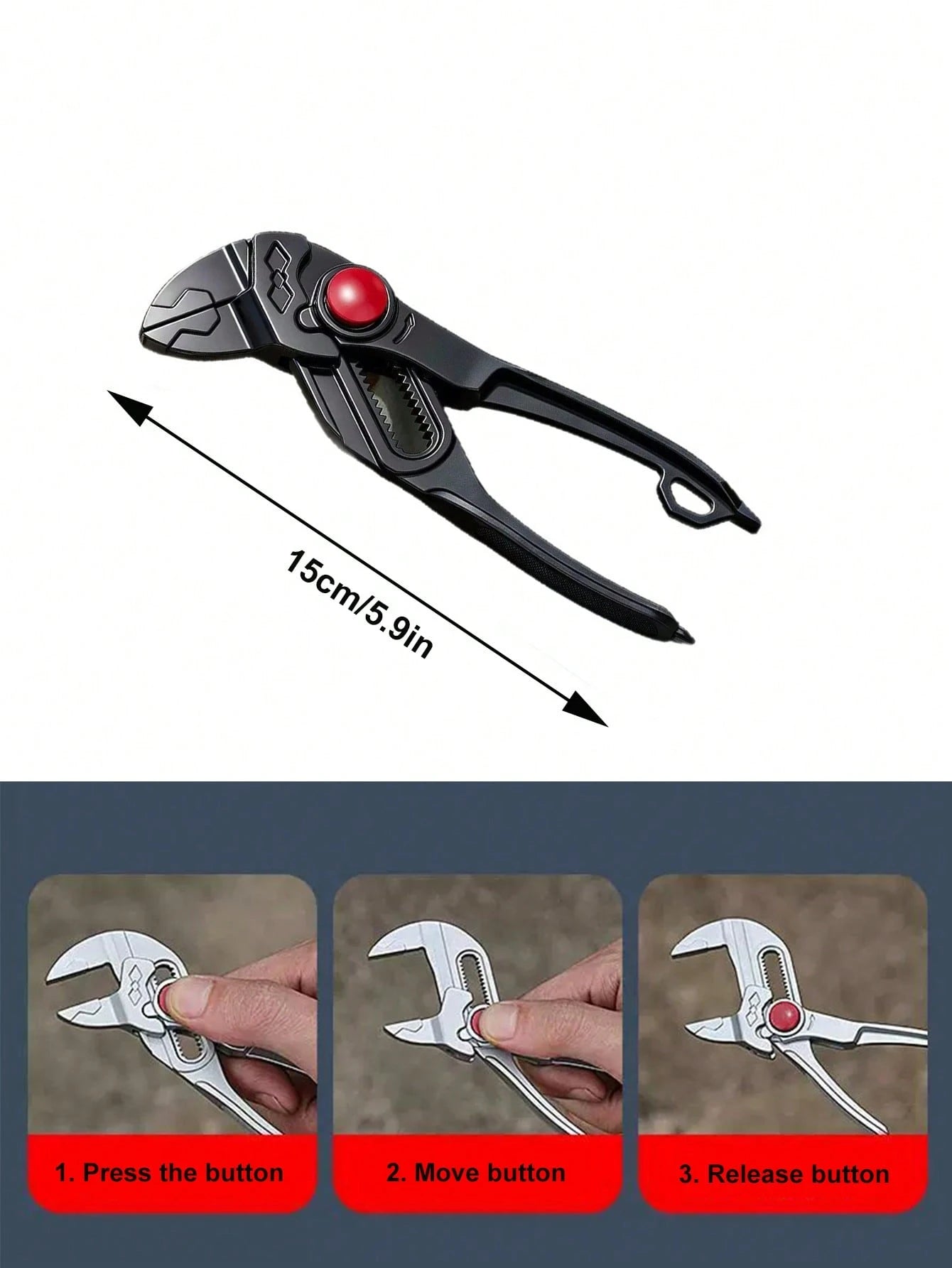 4-Inch Pliers Wrench & Groove Joint Pliers Set, Quick Adjustment, CR-V Steel, Smooth Jaw & V-Jaw, Mini Pliers, For Plumbing, Pipe Fittings, Household Repairs, Car Repair Tools
