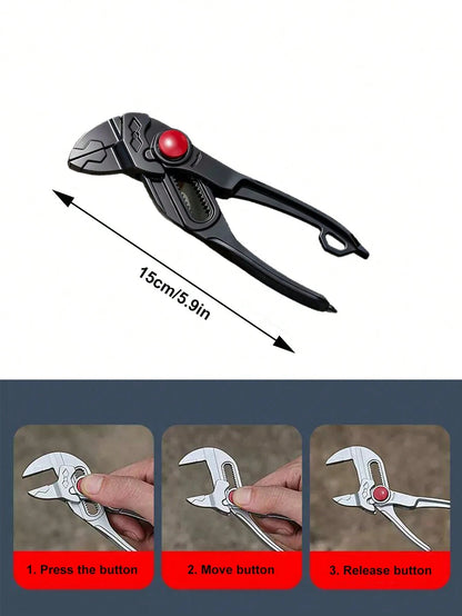 4-Inch Pliers Wrench & Groove Joint Pliers Set, Quick Adjustment, CR-V Steel, Smooth Jaw & V-Jaw, Mini Pliers, For Plumbing, Pipe Fittings, Household Repairs, Car Repair Tools