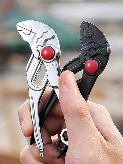 4-Inch Pliers Wrench & Groove Joint Pliers Set, Quick Adjustment, CR-V Steel, Smooth Jaw & V-Jaw, Mini Pliers, For Plumbing, Pipe Fittings, Household Repairs, Car Repair Tools