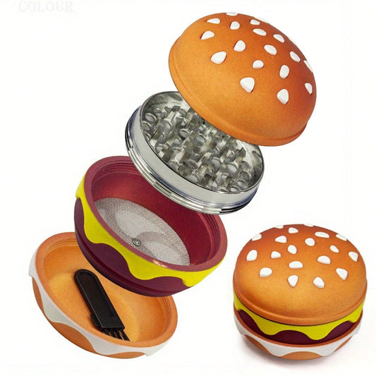 4-Layer Metal Burger Spice Grinder, Creative And Cute Hamburger Manual Vanilla Grinder, Suitable For Daily Use In The Kitchen, Creative Christmas & Anniversary Gift For Boyfriend And Girlfriend