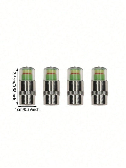 4 Pcs Car Monitoring Valve Cap Tires Pressure Indicator Tire Gauge Indicators Alert Sensor External Detection, Motorcycle Car Tire Pressure Monitor Valve Cap Sensor Indicator Eye Alert Auto Tire Press