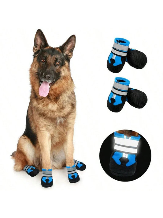 4 Pcs Set Medium/Large Dog Anti-Slip Waterproof Pet Shoes Covers