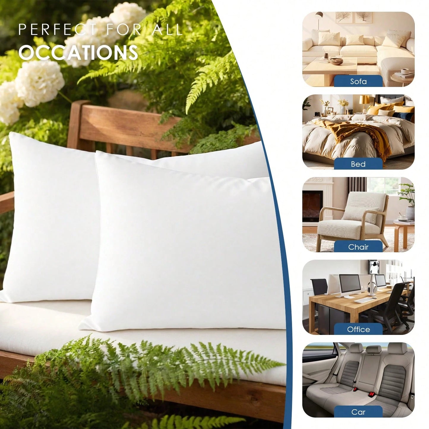 4-Piece White Pillow Core, Lightweight Down Instead Of Polyester Pillow, Sofa Cushion, Bed Pillow (4pc)