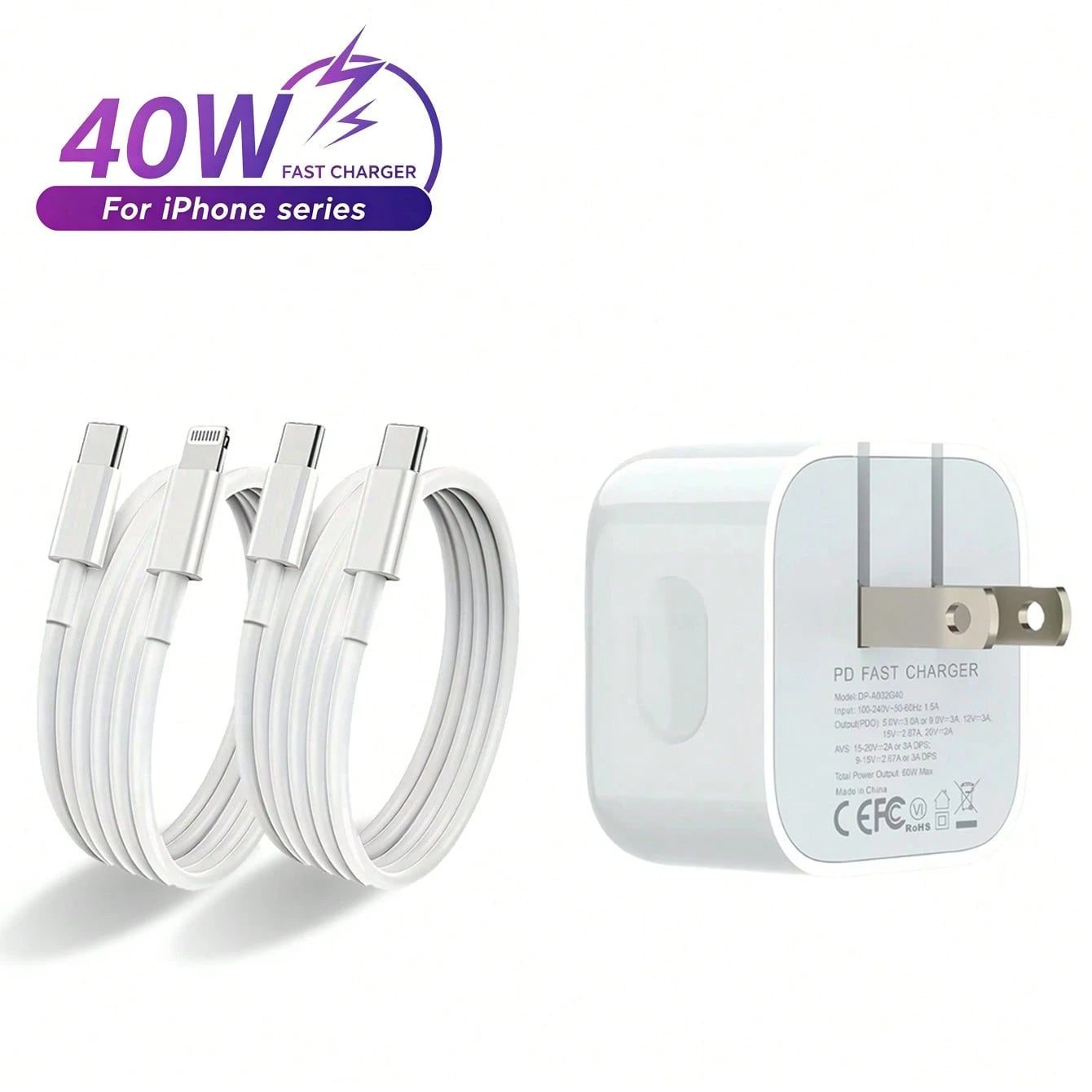 40W GaN Fast Charger With Max 60W AVS Output, Built‑In PD3.2 Protocol, Delivers High‑Speed Efficient Charging. Compact Gallium‑Nitride Design Greatly Reduces Charger Size While Maintaining Stable Powe
