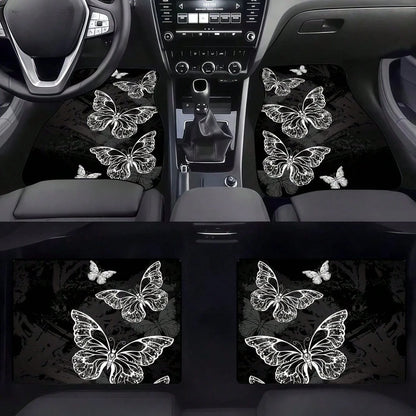 4pc Car Floor Mats- Butterfly Pattern Design, Soft And Comfortable, Protects The Interior Of Your Car, Enhances Driving Experience, Upgrades Car Interior Environment- A Must-Have For New Cars, Easy