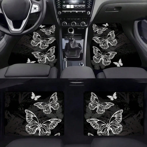4pc Car Floor Mats- Butterfly Pattern Design, Soft And Comfortable, Protects The Interior Of Your Car, Enhances Driving Experience, Upgrades Car Interior Environment- A Must-Have For New Cars, Easy