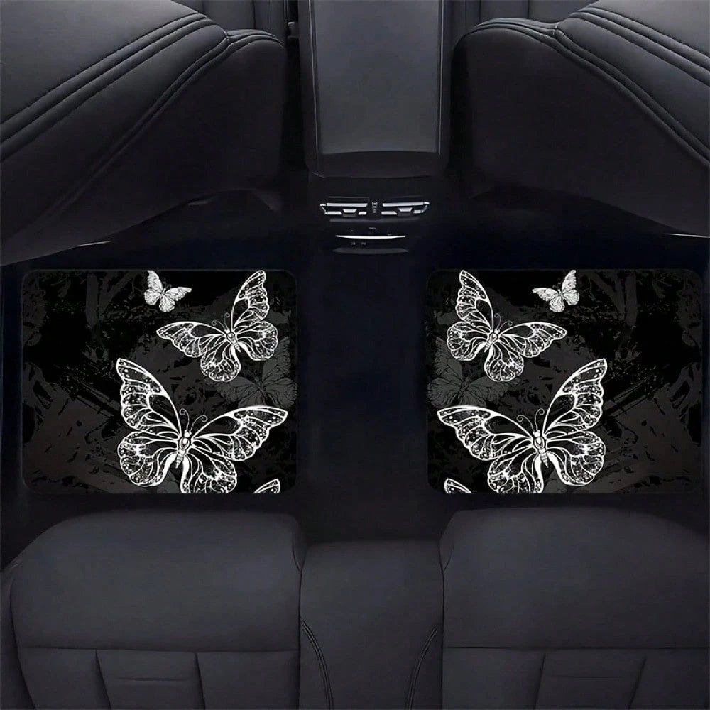 4pc Car Floor Mats- Butterfly Pattern Design, Soft And Comfortable, Protects The Interior Of Your Car, Enhances Driving Experience, Upgrades Car Interior Environment- A Must-Have For New Cars, Easy