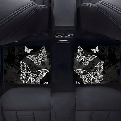 4pc Car Floor Mats- Butterfly Pattern Design, Soft And Comfortable, Protects The Interior Of Your Car, Enhances Driving Experience, Upgrades Car Interior Environment- A Must-Have For New Cars, Easy