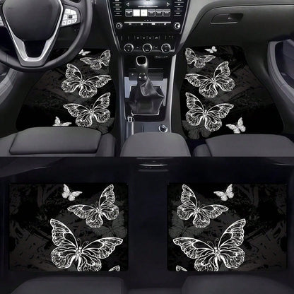 4pc Car Floor Mats- Butterfly Pattern Design, Soft And Comfortable, Protects The Interior Of Your Car, Enhances Driving Experience, Upgrades Car Interior Environment- A Must-Have For New Cars, Easy
