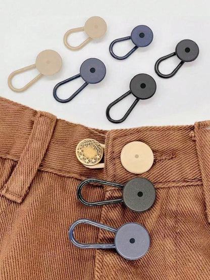 4pcs 10mm-15-18mm Rubber Pants Waistband Extender Button Extension Adjustable For Clothes