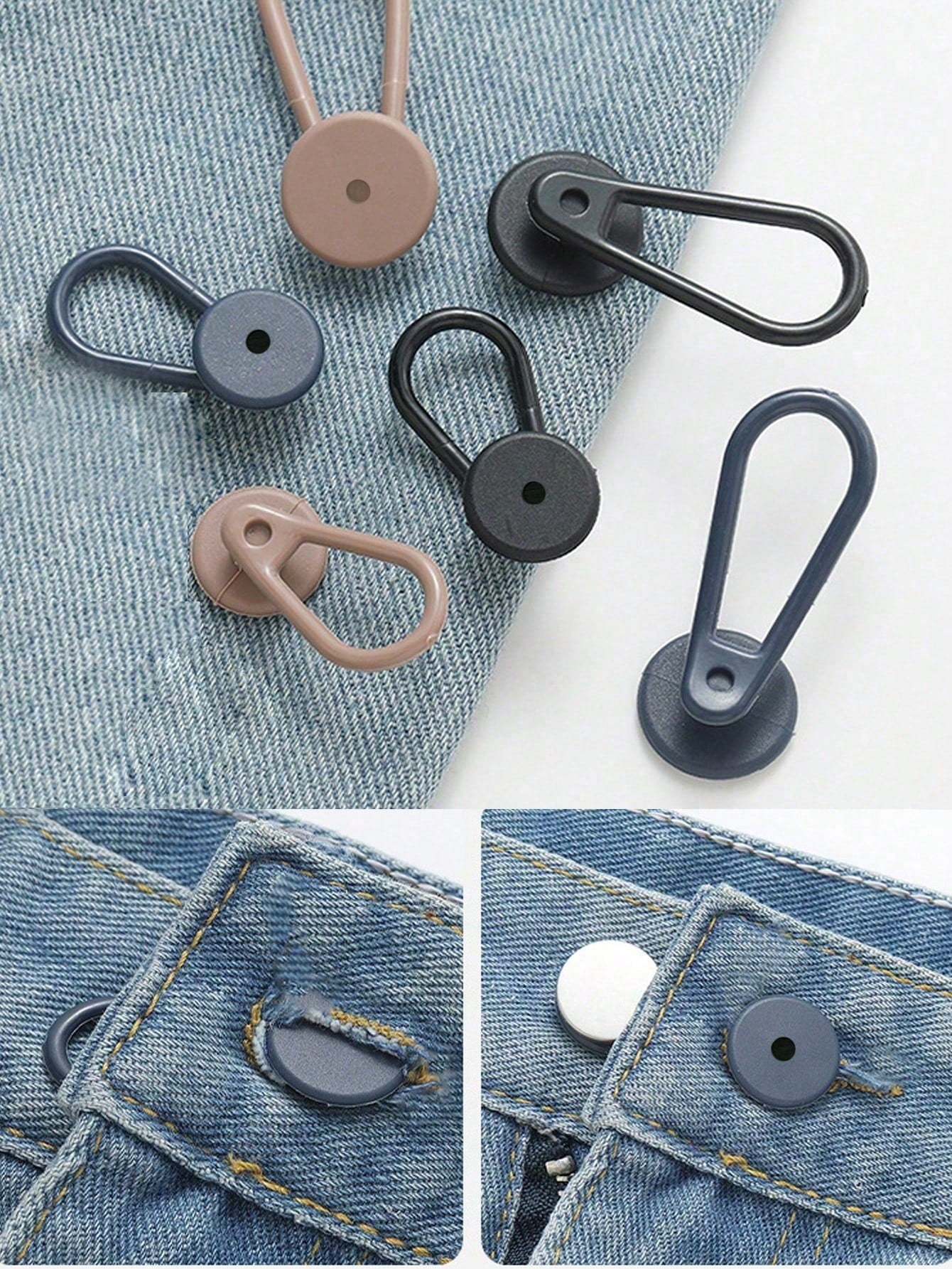 4pcs 10mm-15-18mm Rubber Pants Waistband Extender Button Extension Adjustable For Clothes