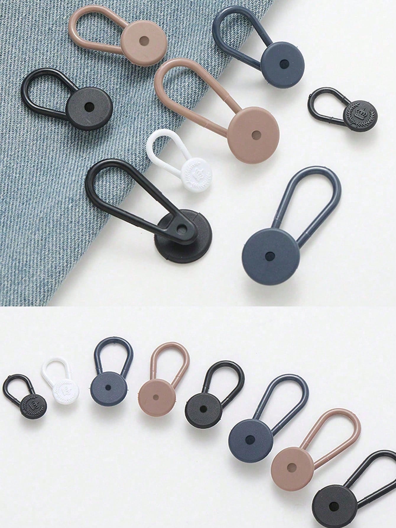 4pcs 10mm-15-18mm Rubber Pants Waistband Extender Button Extension Adjustable For Clothes