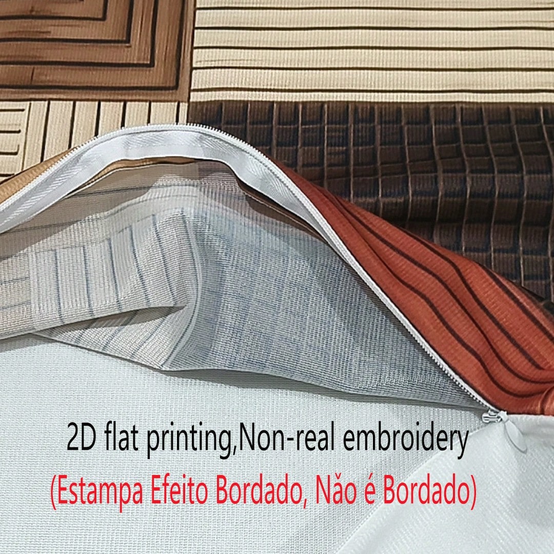 4pcs American Country Brown Tone Plaid Patchwork Print Pillow Covers, Single-Sided 2D Flat Printing, Not 3D Real Embroidery, 45x45cm (18x18in), Soft Comfortable Polyester Cushion Covers, Zipper Closur