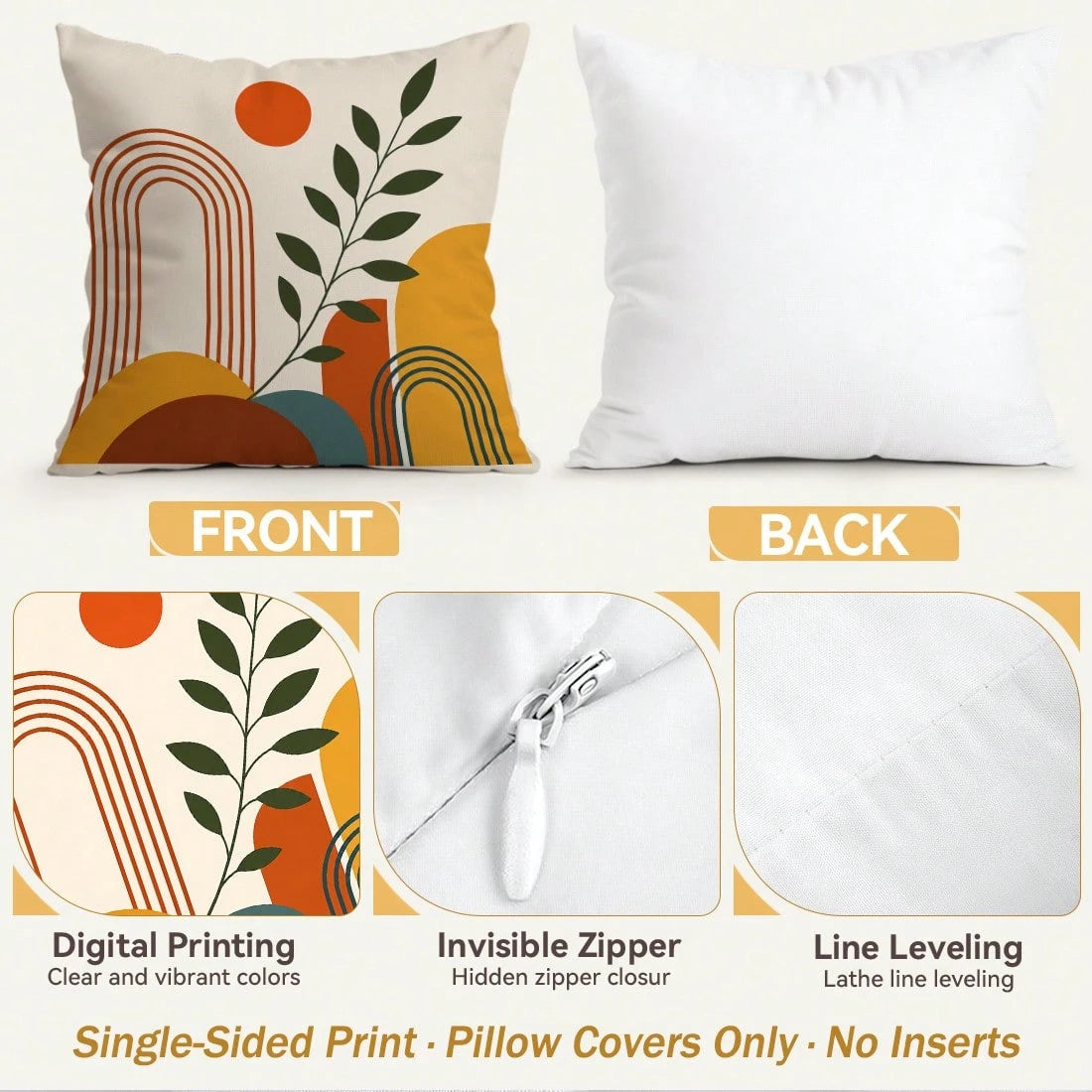 4pcs Bohemian Vintage Geometric Pattern Single-Sided Printed Throw Pillow Covers/Cushion Covers, Multi-Scene Atmosphere Decor Pillow Covers Suitable For Living Room Sofa Bedroom, Pillow Inserts Not In