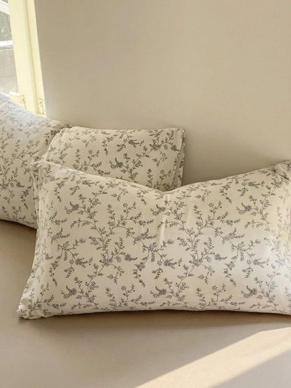 4pcs Branch Blossom Duvet Cover Set (1*Duvet Cover + 1*Bed Sheet + 2*Pillowcases, No Filling) Fresh Floral Grey Branch Leaves Solid Color Bed Sheet Valentine's Day Daily Use 100% Polyester Fiber All S