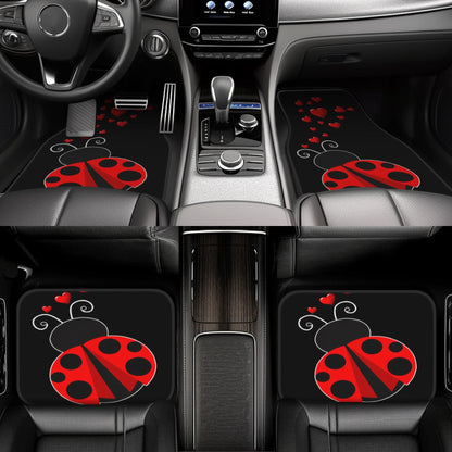 4pcs, Car Floor Mats With Exquisite Appearance And Iconic Car Mat Theme, Heart Ladybug Pattern, Suitable For Cars, Trucks And SUVs, Durable And Easy To Clean, All-Season Use, Perfect For Car Enthusias